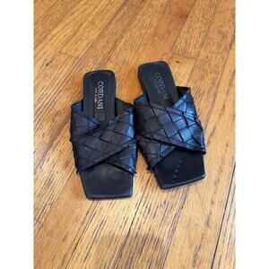 Cordani Shoes Womens Size 37 Woven Slide Sandals Made in Italy Leather Mules